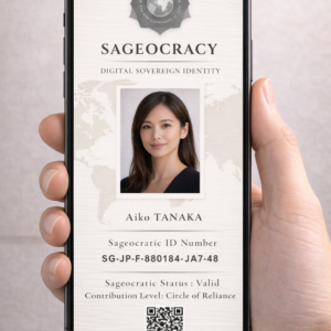 Carte d’identité Sageocrate numérique Cercle de Reliance affichée sur smartphone avec QR code sécurisé